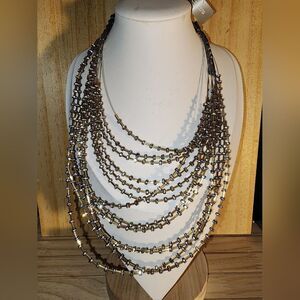 Chico's Multi-Layered Silver Necklace 15"+4.5" NWT